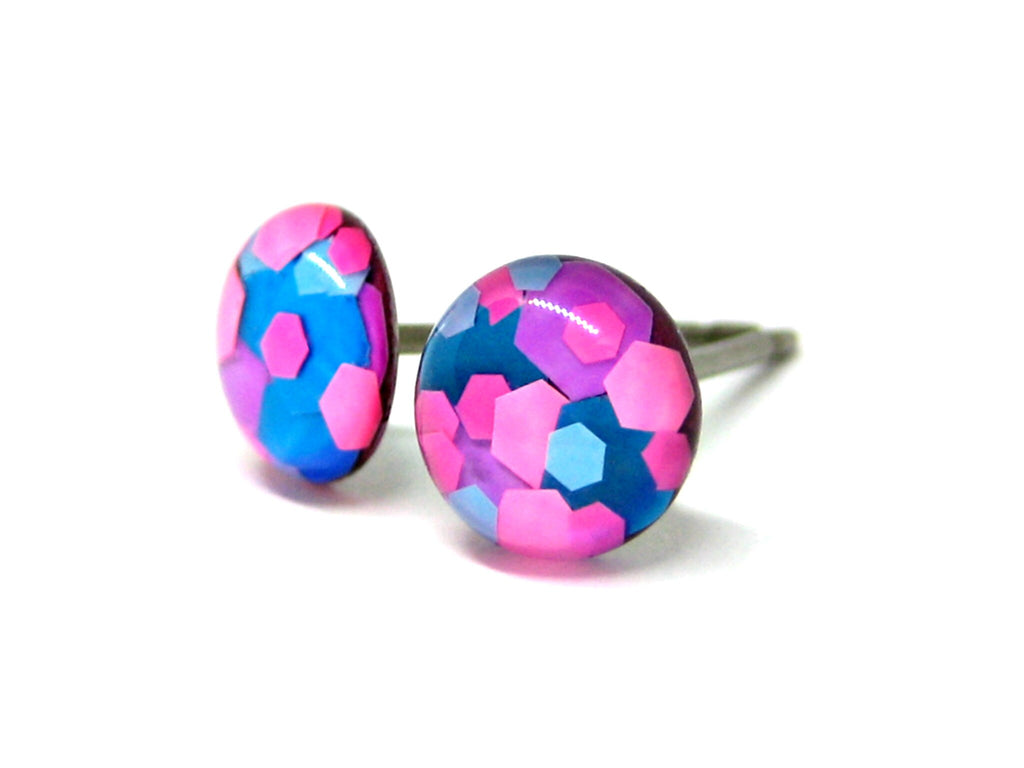 Happy Raver Confetti Glitter Titanium Stud Earrings