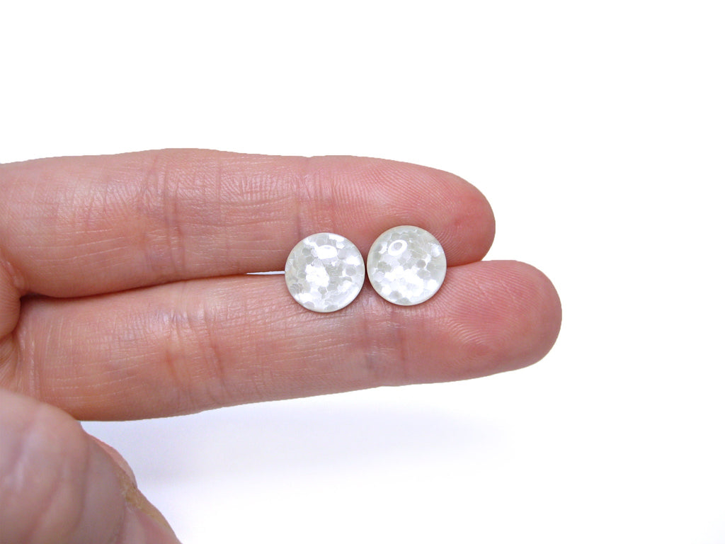 Chunky Flake Arctic Frost Glitter Titanium Stud Earrings