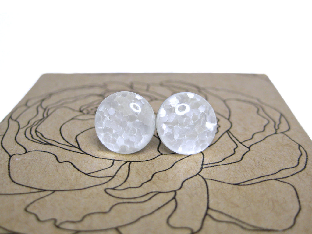 Chunky Flake Arctic Frost Glitter Titanium Stud Earrings