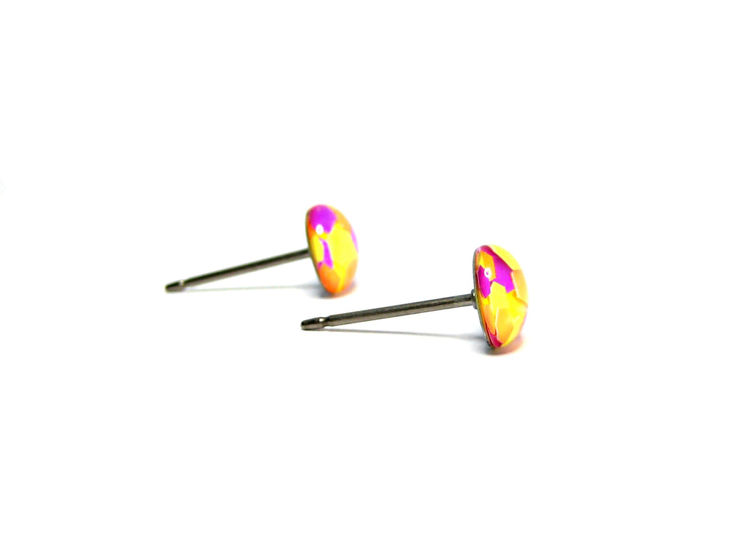 Neon Drunk Confetti Glitter Titanium Stud Earrings