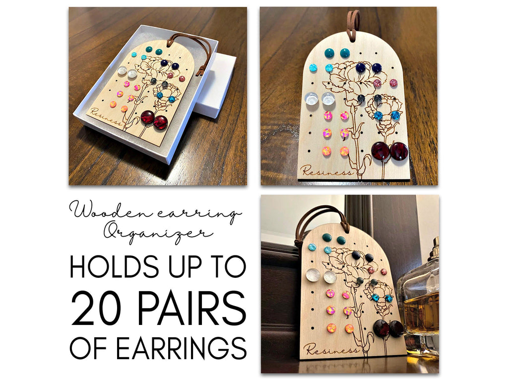 Baltic Birch Hanging Stud Earring Organizer