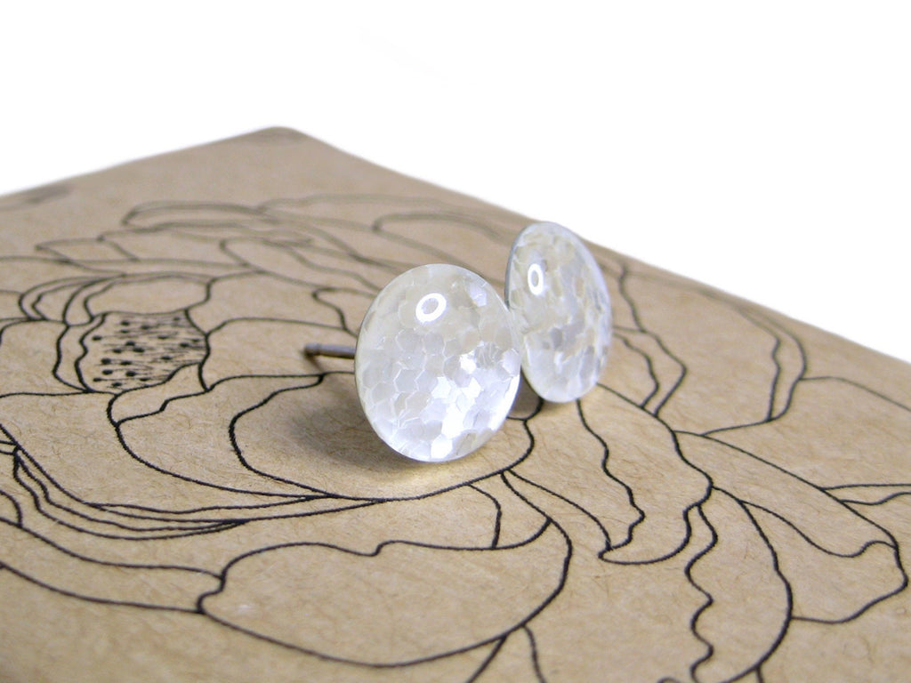 Chunky Flake Arctic Frost Glitter Titanium Stud Earrings