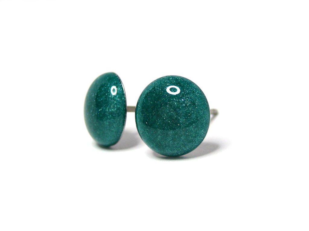 Green Aqua Solid Color Titanium Stud Earrings