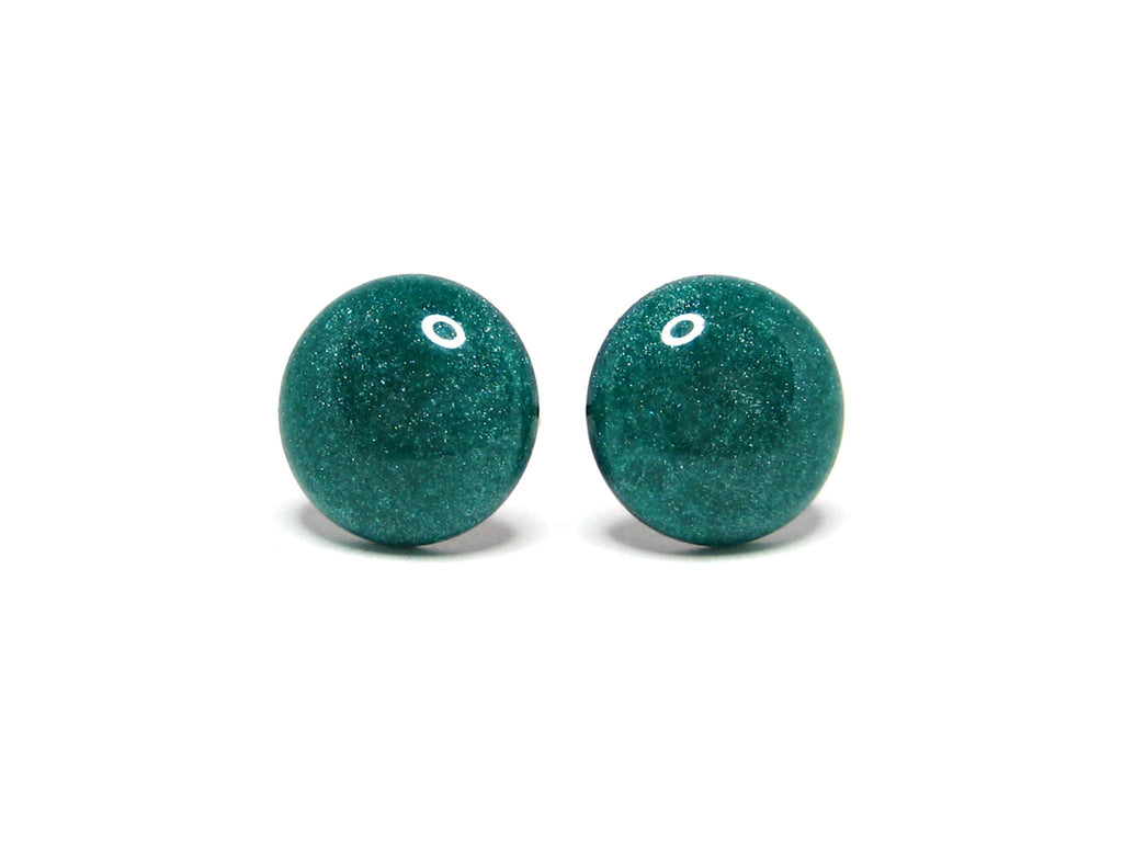 Green Aqua Solid Color Titanium Stud Earrings