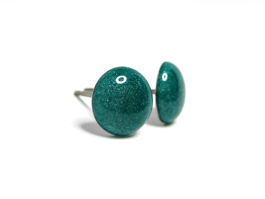 Green Aqua Solid Color Titanium Stud Earrings