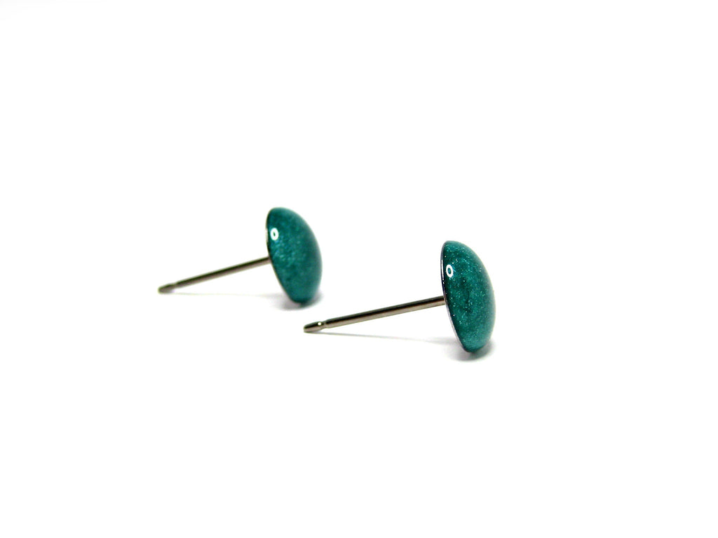 Green Aqua Solid Color Titanium Stud Earrings