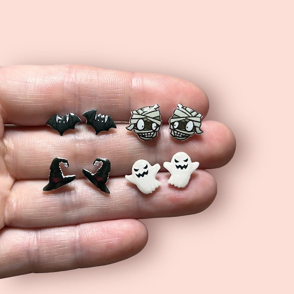 Spooky Halloween Titanium Stud Earring Set