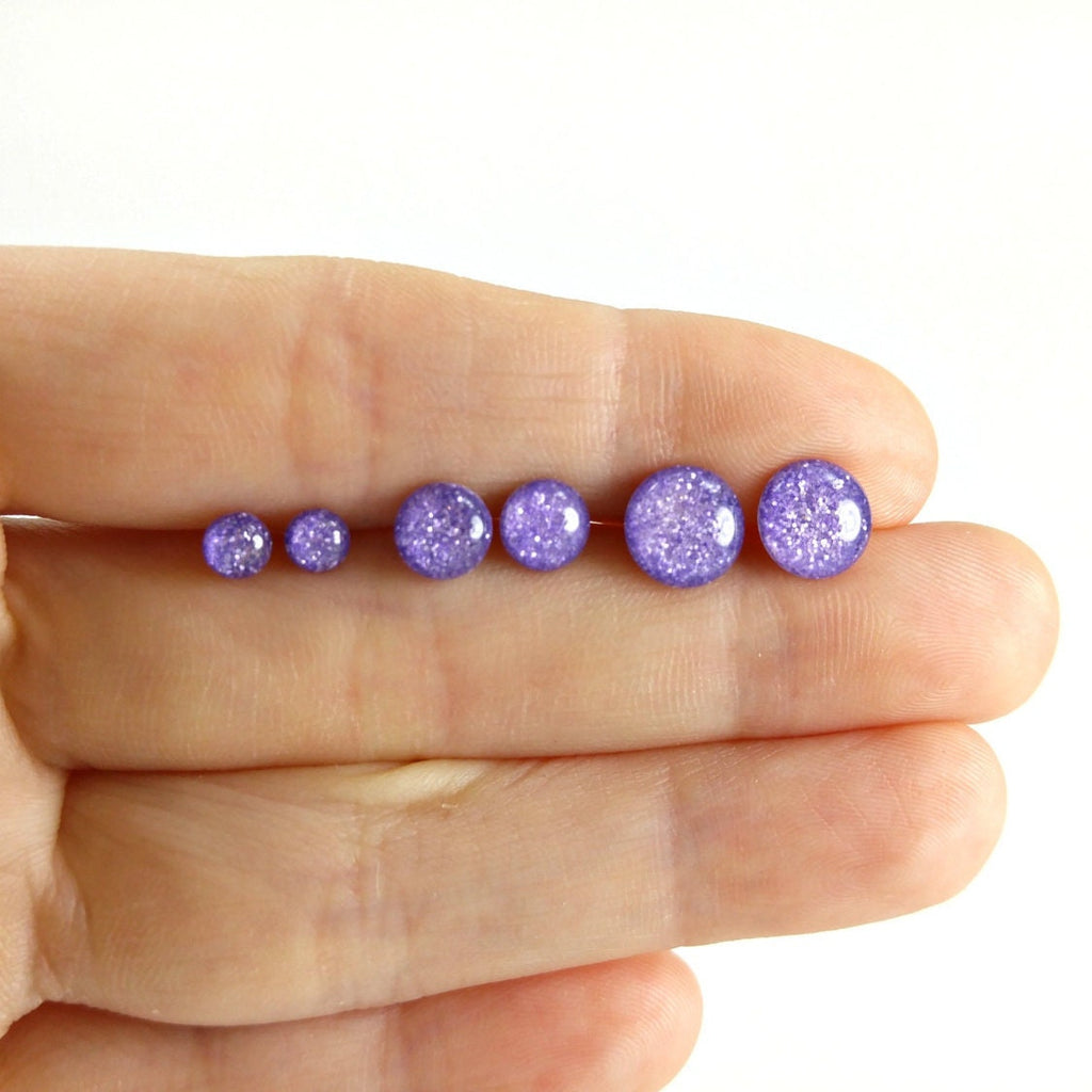 Fields Of Lavender Glitter Titanium Stud Earrings