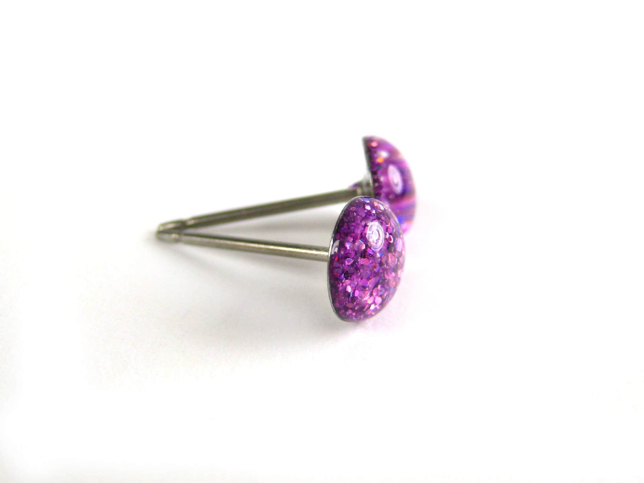 lynx lavender purple pink glitter stud earrings