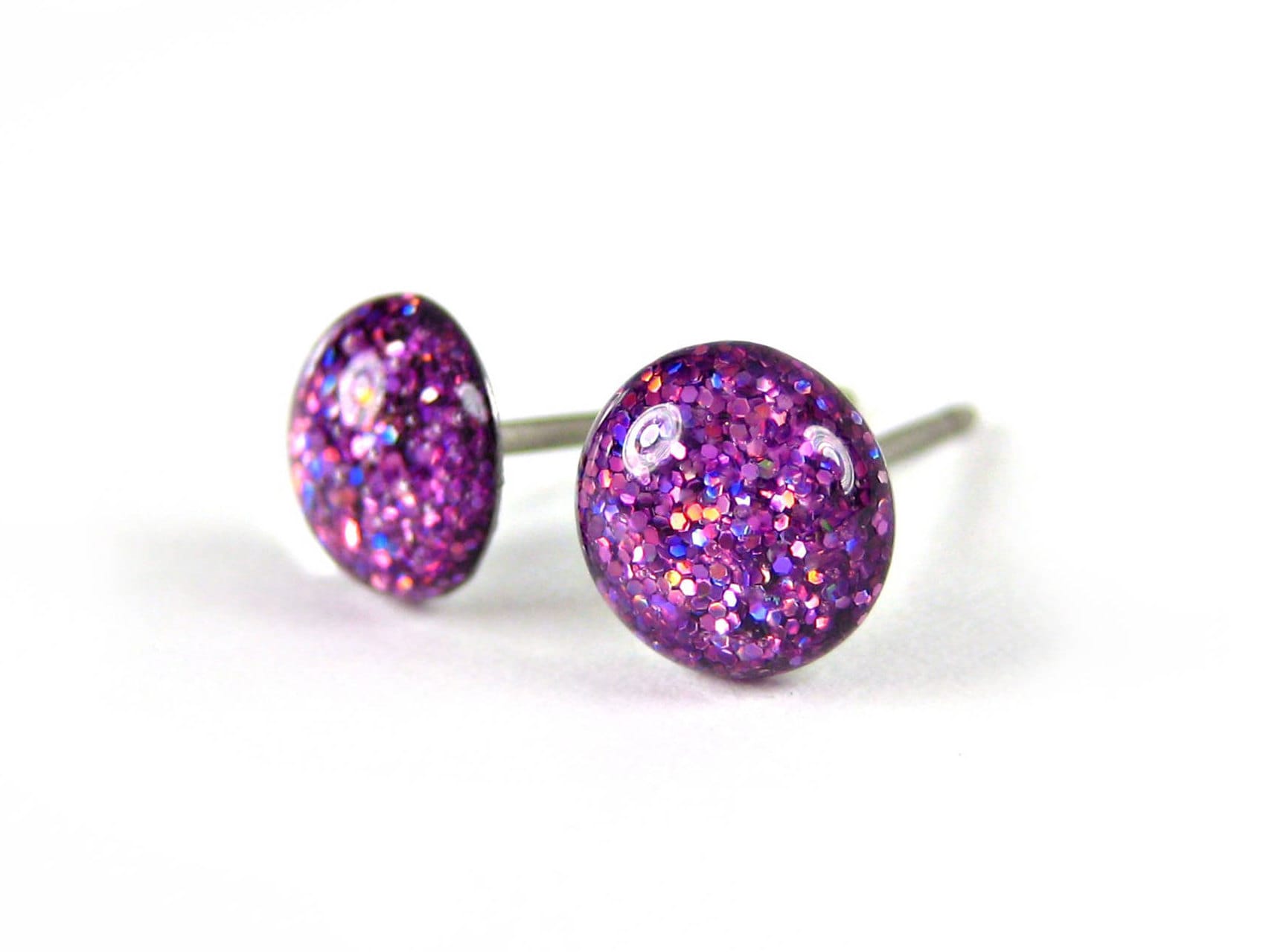 lynx lavender purple pink glitter stud earrings