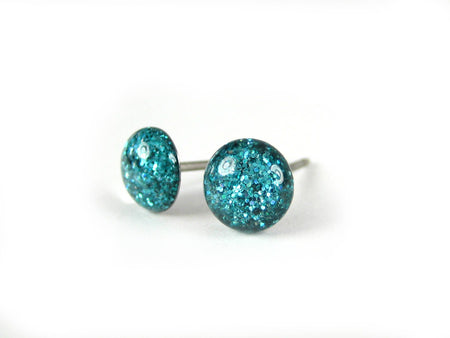 nebulas spin teal glitter stud earrings