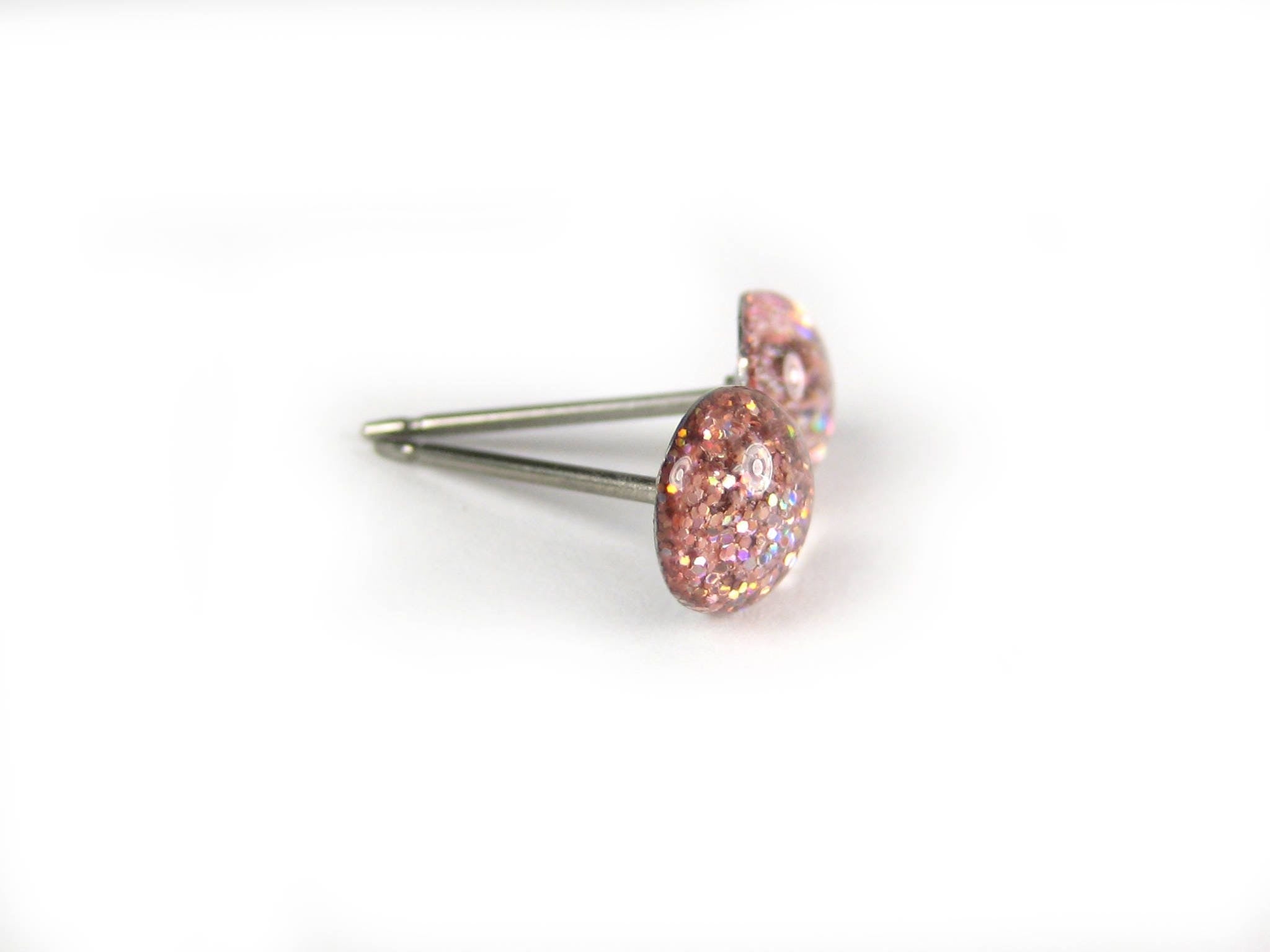 pegasus pink glitter stud earrings