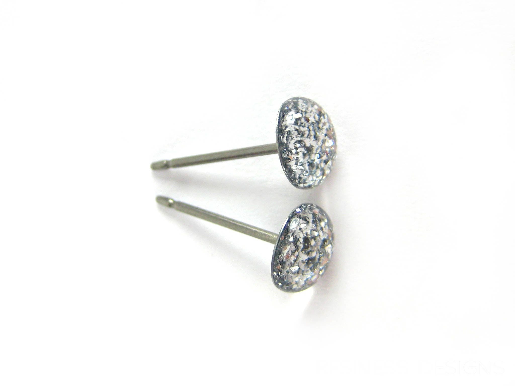 slinky silver glitter stud earrings