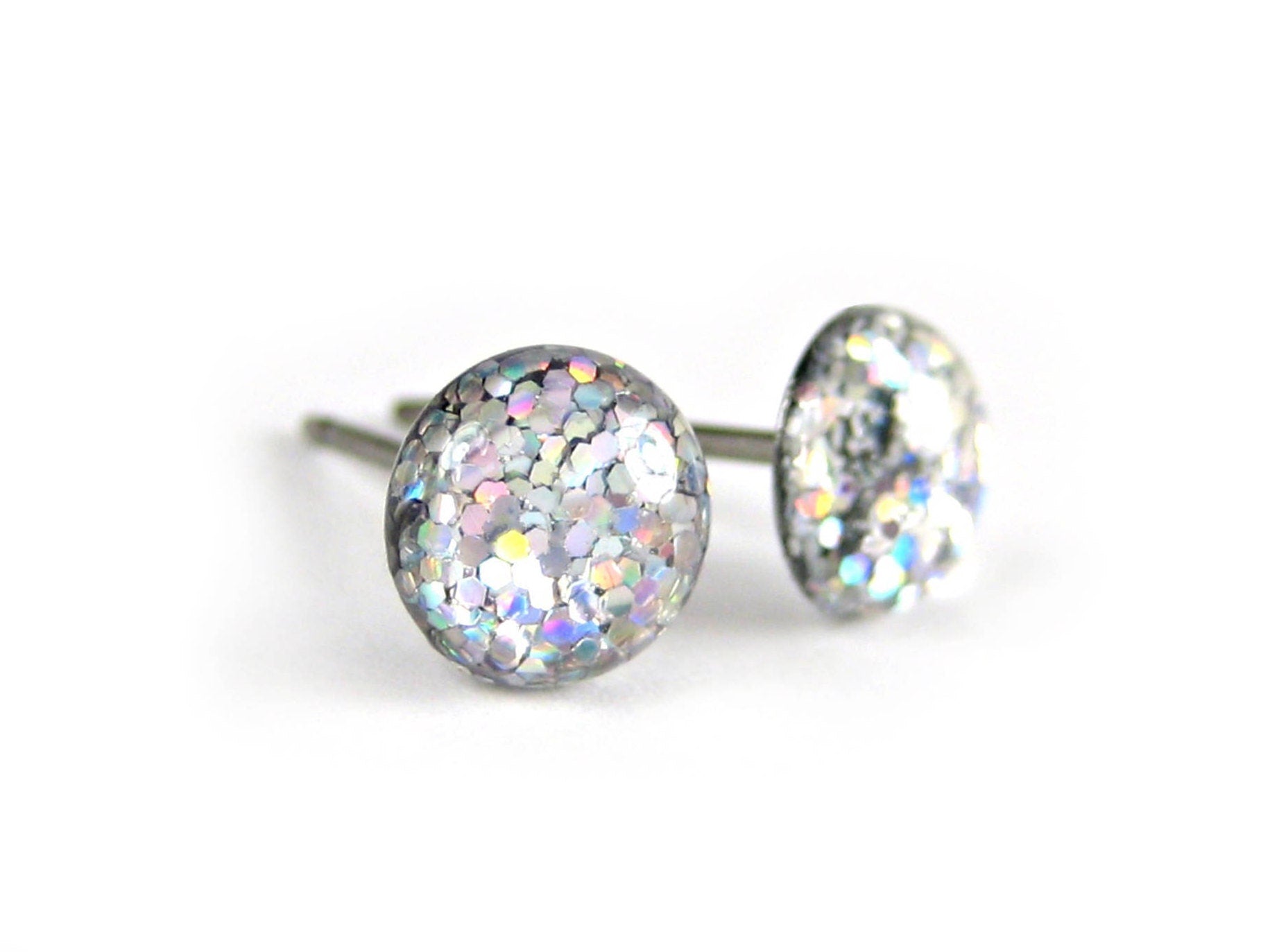 star struck silver glitter stud earrings