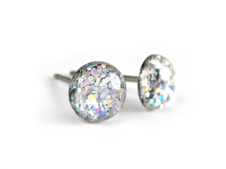 star struck silver glitter stud earrings